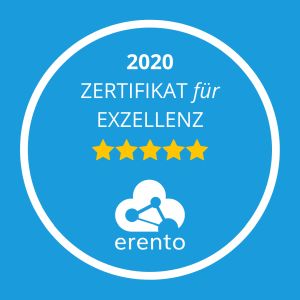 Zertifikat für Exzellenz 2020 bei Erento